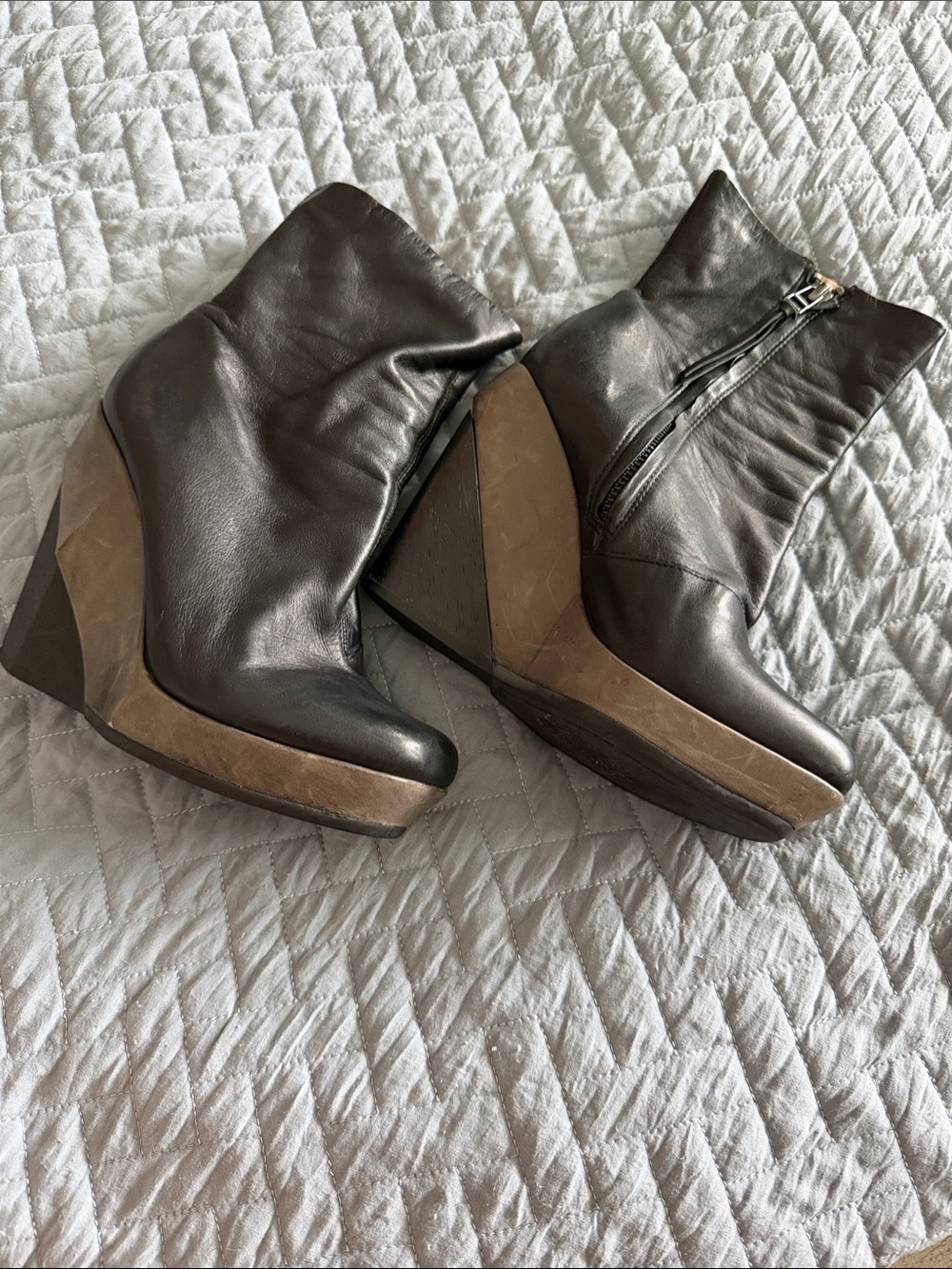 All Saints Women’s Black Leather Wedge Ankle Boots